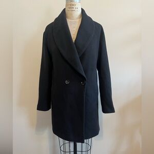 Avec Les Filles Double-Breasted Black Pea Coat